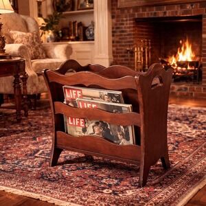 Vintage Colonial Chippendale Book & Magazine Holder Mahogany 17" Tall by Brant